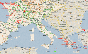 Europe travel map